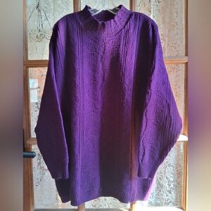 Vintage Southern Lady Knit Patterned Mock Turtleneck Sweater